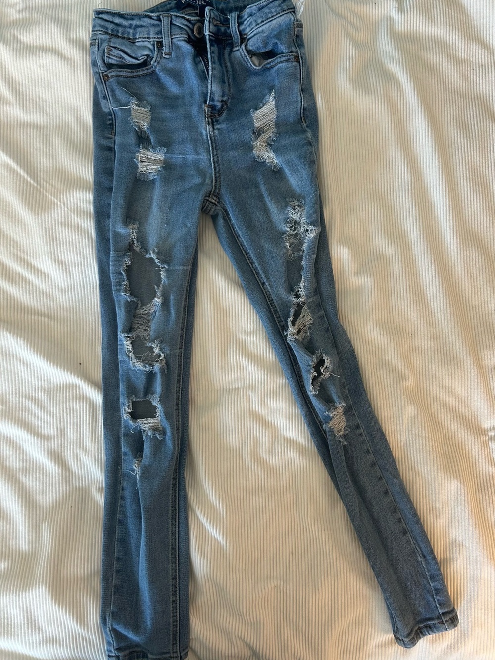 Wax Jean Distressed Skinny Jeans Light Wash Stretch Juniors‎ Size 1